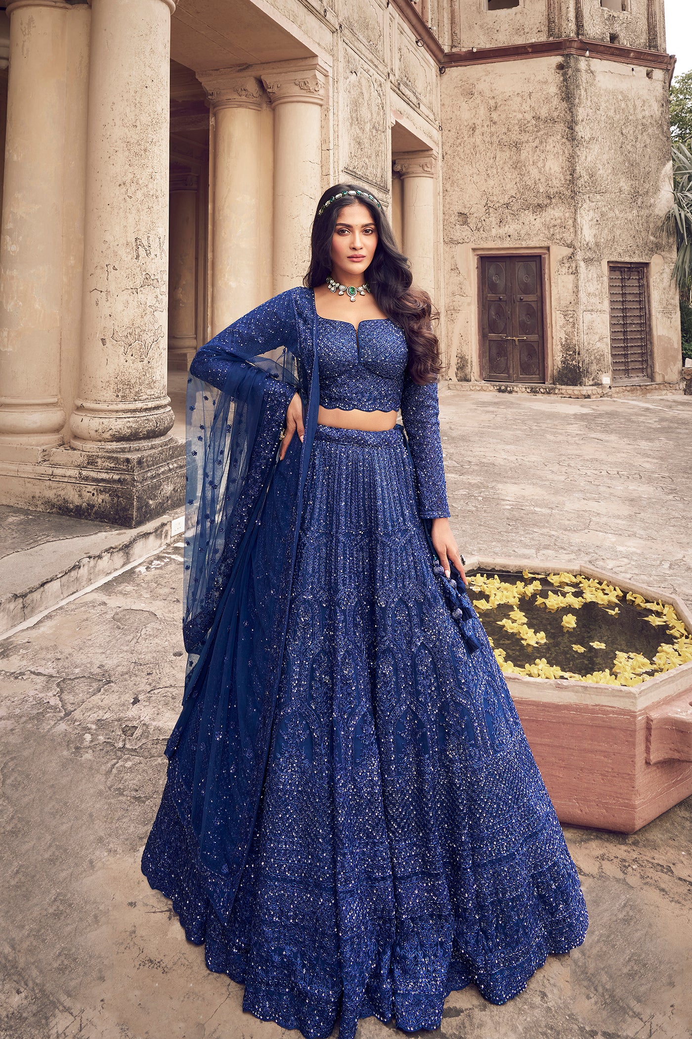 Rang Roop Navy Blue Net Bridal Lehenga – Rang Roop Online
