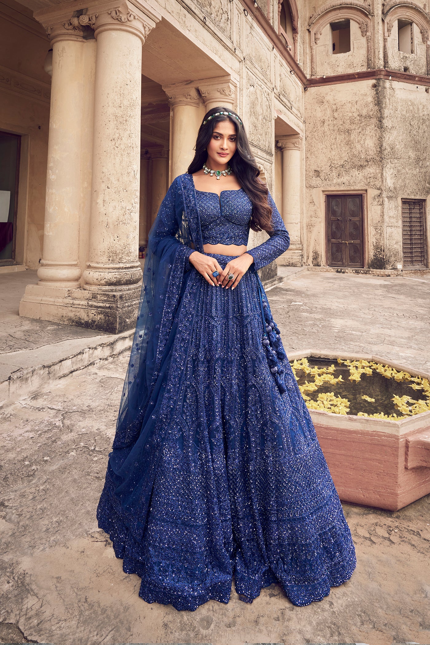 Rang Roop Navy Blue Net Bridal Lehenga – Rang Roop Online