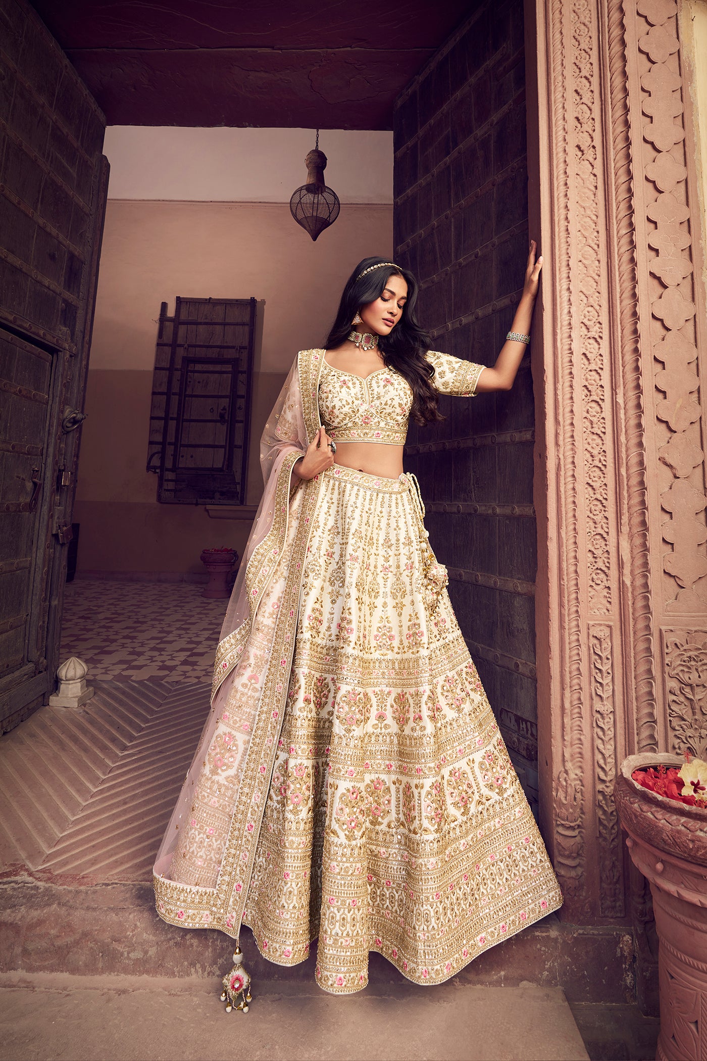 Rang Roop Beige Raw Silk Bridal Lehenga – Rang Roop Online