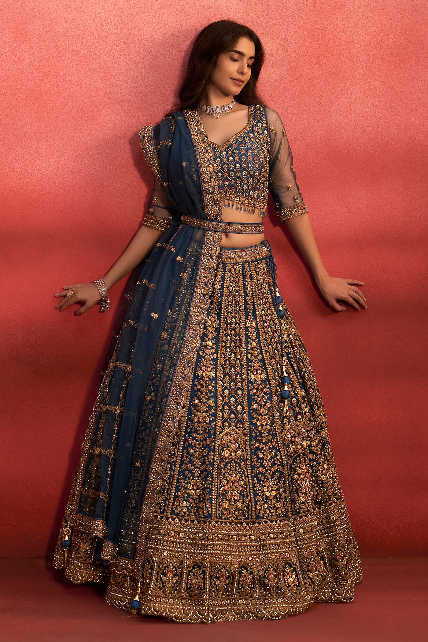 Royal Blue Net Designer Bridal Lehenga Rang Roop Online Royal Blue Net Designer Bridal Lehenga Rang Roop Online