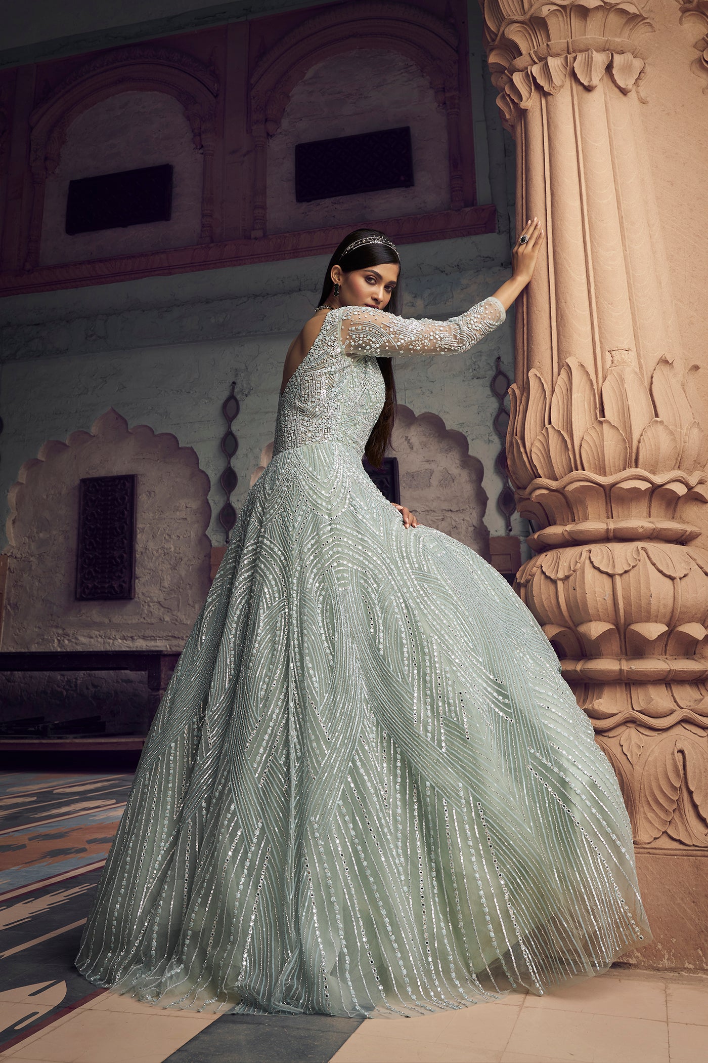 Sea Green Net Bridal Gown Rang Roop Online Sea Green Net Bridal Gown Rang Roop Online