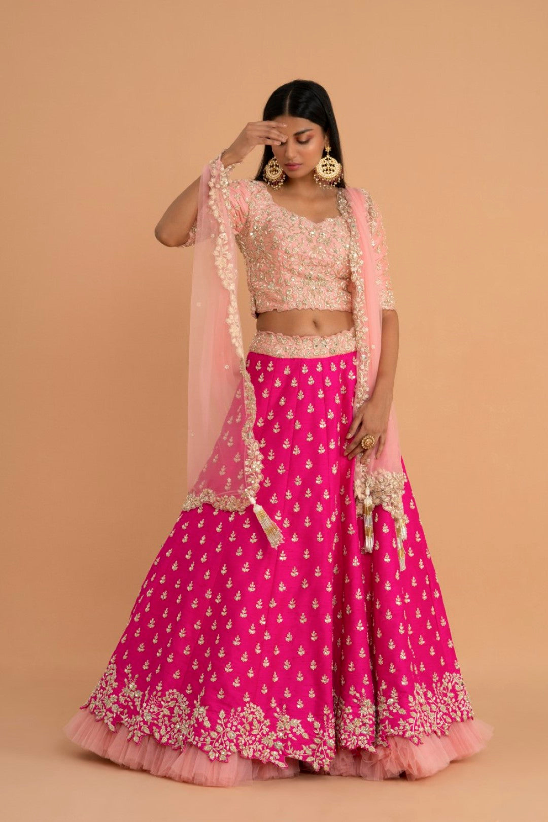 Rang Roop Hot Pink Zardosi Work Raw Silk Bridal Lehenga – Rang Roop Online