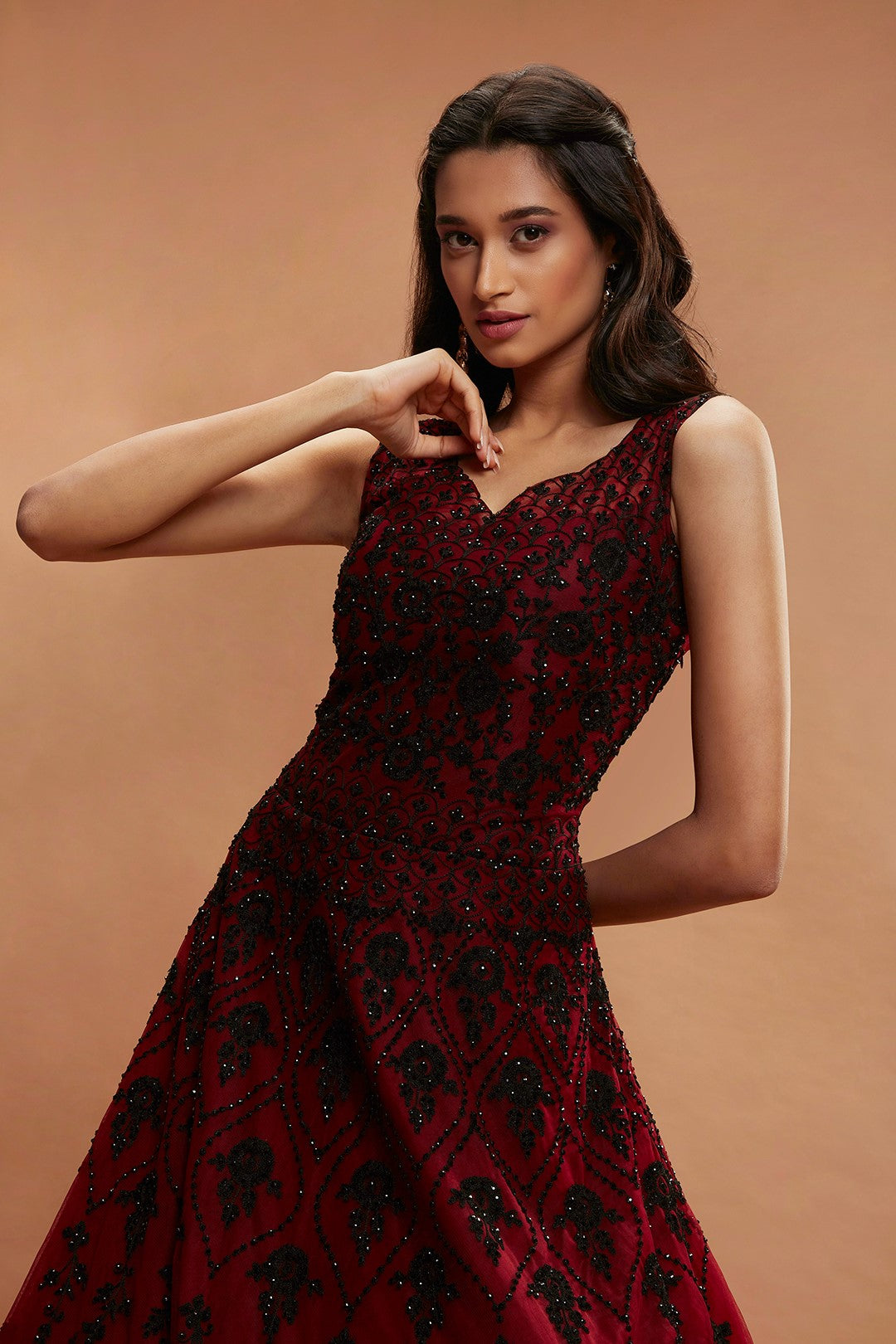Rang Roop Red Net Resham Embroidered Bridal Gown – Rang Roop Online