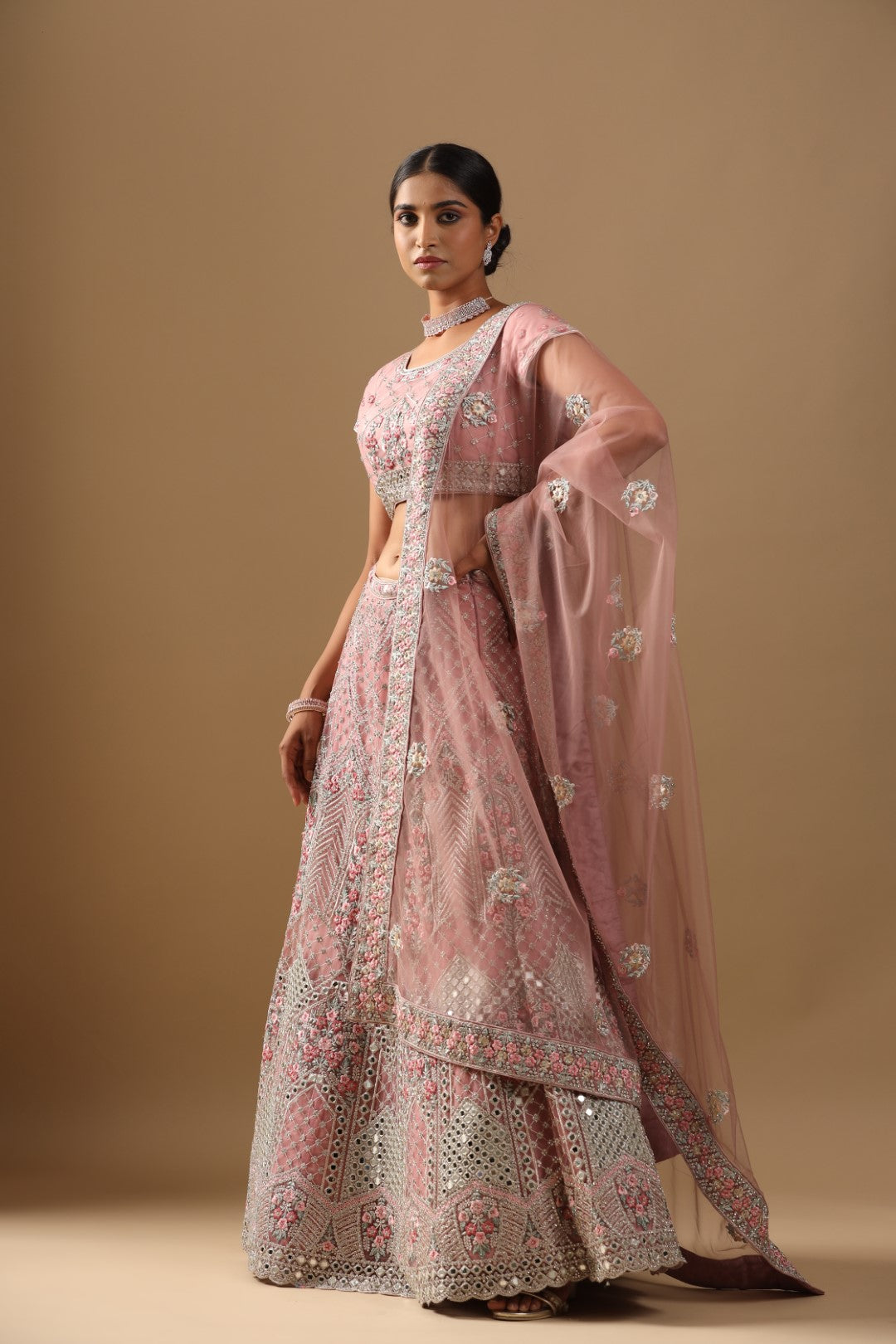 Rang Roop Onion Pink Stone Embroidered Bridal Lehenga – Rang Roop Online