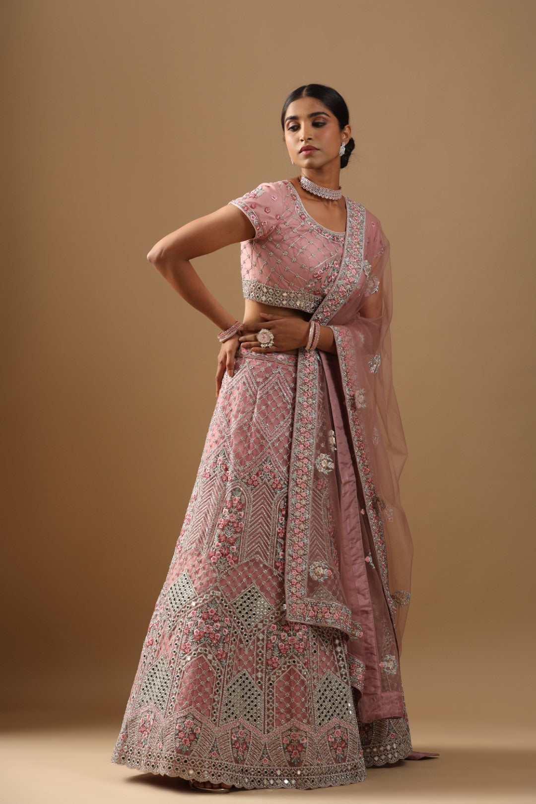Rang Roop Onion Pink Stone Embroidered Bridal Lehenga – Rang Roop Online