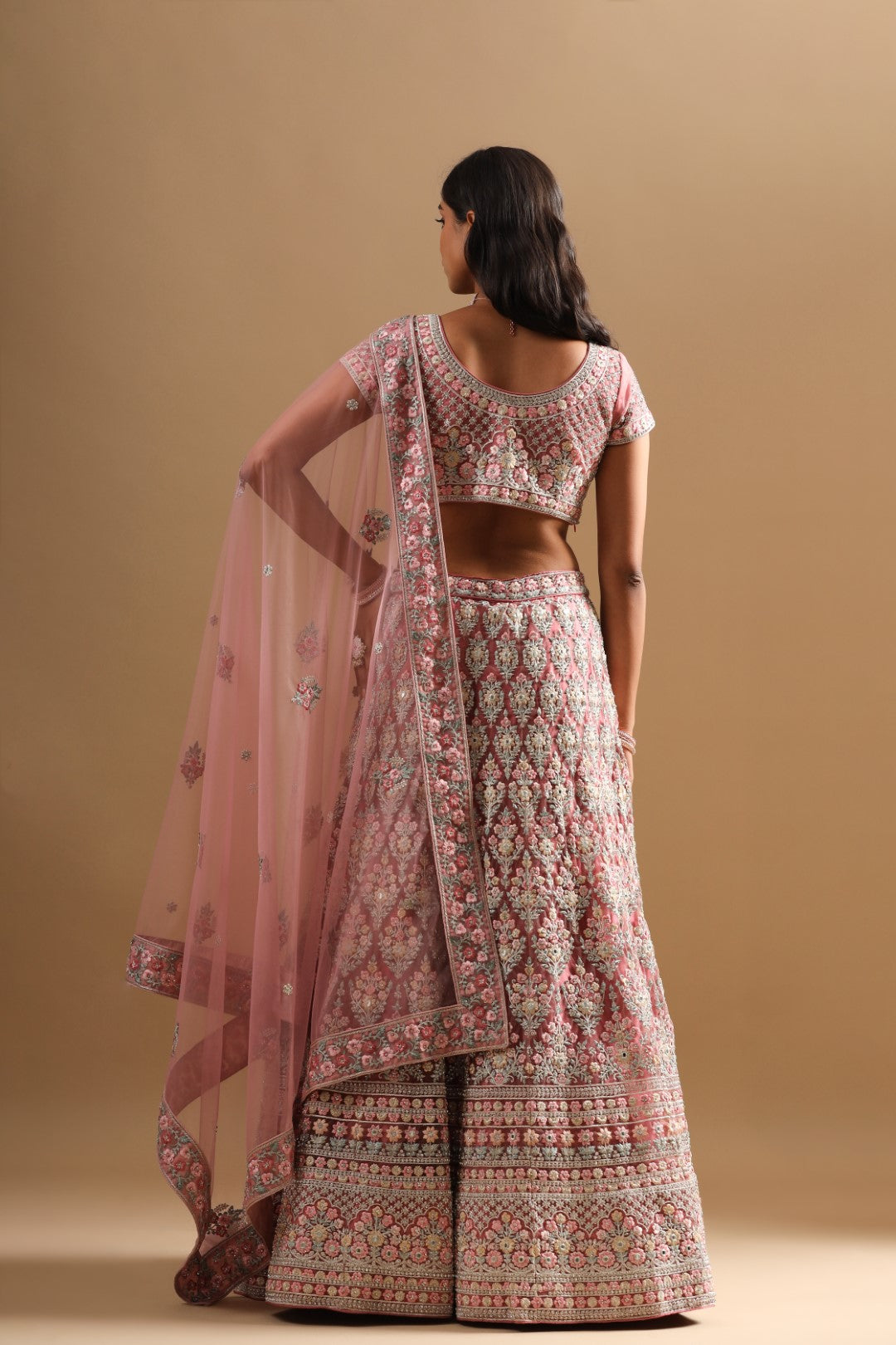 Rang Roop Pink Mirror & Stone Embroidered Bridal Lehenga – Rang Roop Online